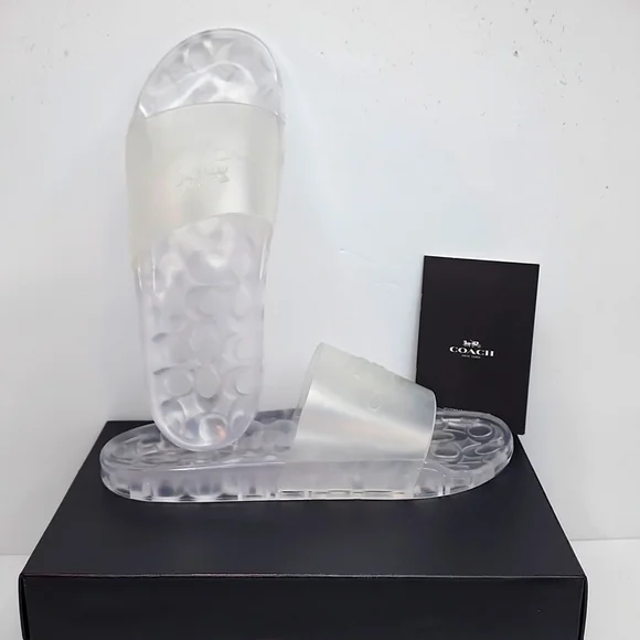 COACH ULYSSA RUBBER SLIDE/SHOES, THE SIZE 11B, THE COLOR IS "CLEAR", 100% RUBBER - Picture 2 of 13